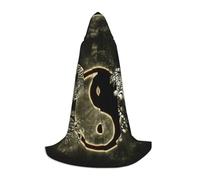 JEJEA Yin Yang Dragon Tiger Print Halloween Cosplay Christmas Party Outfits Hooded Wizard Robe Halloween Cloak Medieval Renaissance