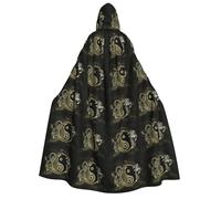 JEJEA yin yang dragon tiger print Halloween Hooded Cloak Cape Unisex for Cosplay, Christmas Party Favors Witchy Outfits