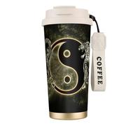 JEJEA Yin Yang Dragon Tiger Print Stainless Steel Insulated Mugs, Double Wall Coffee Cups, Coffee Travel Mug for Home Office