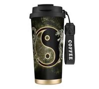 JEJEA Yin Yang Dragon Tiger Print Stainless Steel Insulated Mugs, Double Wall Coffee Cups, Coffee Travel Mug for Home Office