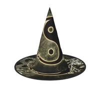 JEJEA Yin Yang Dragon Tiger Print Women'S Large Witch Hat Witch Hat Witches Hats Halloween Cosplay Party Accessory