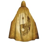 JEJEA Yin Yang Symbol print Halloween Hooded Cloak Cape Unisex for Cosplay, Christmas Party Favors Witchy Outfits