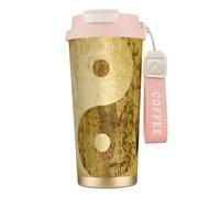 JEJEA Yin Yang Symbol Print Stainless Steel Insulated Mugs, Double Wall Coffee Cups, Coffee Travel Mug for Home Office
