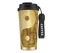 JEJEA Yin Yang Symbol Print Stainless Steel Insulated Mugs, Double Wall Coffee Cups, Coffee Travel Mug for Home Office