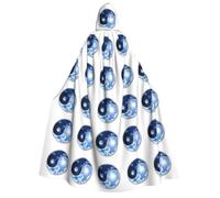 JEJEA Yin Yang World print Halloween Hooded Cloak Cape Unisex for Cosplay, Christmas Party Favors Witchy Outfits
