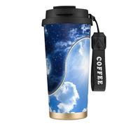 JEJEA Yin Yang World Print Stainless Steel Insulated Mugs, Double Wall Coffee Cups, Coffee Travel Mug for Home Office