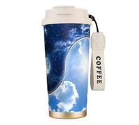 JEJEA Yin Yang World Print Stainless Steel Insulated Mugs, Double Wall Coffee Cups, Coffee Travel Mug for Home Office