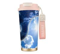 JEJEA Yin Yang World Print Stainless Steel Insulated Mugs, Double Wall Coffee Cups, Coffee Travel Mug for Home Office