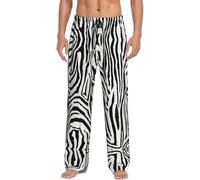 JEJEA Zebra Print print Mens Pajama Pants, Warm Lounge Pj Bottoms for Men with Pockets Drawstring Comfortable