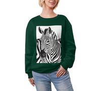 JEJEA Zebra Print Print Winter Fleece Lined Warm Casual Tops, Women'S Oversized Long Sleeve Pullover Fashion Sweatshirt Dark Green