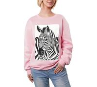 JEJEA Zebra Print Print Winter Fleece Lined Warm Casual Tops, Women'S Oversized Long Sleeve Pullover Fashion Sweatshirt Pink