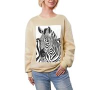 JEJEA Zebra Print Print Winter Fleece Lined Warm Casual Tops, Women'S Oversized Long Sleeve Pullover Fashion Sweatshirt Apricot