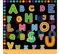 jejeloiu Alphabet Colorful Fabric by The Yard,1 Yard,Educational ABC Alphabet Upholstery Fabric for Chairs,Early Learning for Home DIY Projects,Monogrammed Waterproof Indoor Outdoor Decor,Rainbow Dots