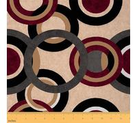 jejeloiu Modern Brown Grey Fabric by The Yard Geometric Upholstery Fabric Retro Circle Swirls Soft Flannel Indoor Decor for DIY Sewing Craft Projects Abstract Art 3 Yards