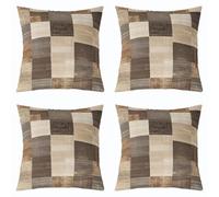jejeloiu Modern Geometric Throw Pillow Covers Set of 4 Brown Beige Patchwork Texture Retro Square Cushion Covers Modern Art Pillow Case Luxury Cushion Case for Couch Sofa Bedroom Decor 16 x 16-Inch