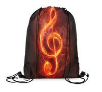 jejeloiu Music Drawstring Backpack 13x15.7inch Music Notes Pink Gym String Bag Romantic, Red and Black, 13x15.7inch, Daypack Backpacks