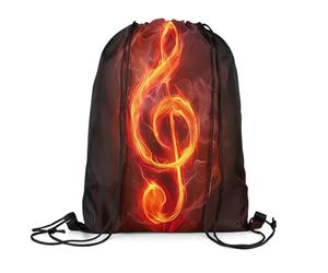 jejeloiu Music Drawstring Backpack 13x15.7inch Music Notes Pink Gym String Bag Romantic, Red and Black, 13x15.7inch, Daypack Backpacks