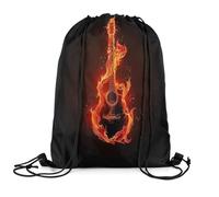 jejeloiu Music Drawstring Backpack 13x15.7inch Music Notes Pink Gym String Bag Romantic, Red Black, 13x15.7inch, Daypack Backpacks