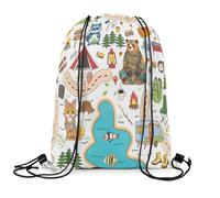 jejeloiu Nautical Sports Drawstring Sackpack,13"x15.7" Sailboat and Anchor Print Drawstring Backpack, Green Brown Yellow, 13x15.7inch, Camping Adventure