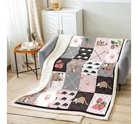 jejeloiu Opossum Sherpa Blanket Possums Gifts Fleece Throw Blanket for Possums Lover Kids Birthday Gift Possums Floral Decor Fuzzy Plush Blanket 40"x50" Possum Stuffed Strawberry Flannel Blanket
