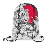 jejeloiu Sausage Dog Sports Drawstring Sackpack,13"x15.7",Dachshund Drawstring, Gray Red, 13x15.7inch, Tiger