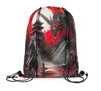 jejeloiu Sausage Dog Sports Drawstring Sackpack,13"x15.7",Dachshund Drawstring, Red and Black, 13x15.7inch, Japanese Style