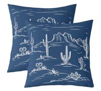jejeloiu Western Throw Pillow Covers Set of 2 Desert Cactus Cushion Case Blue Decor Pillowcase Vintage Southwest Indoor Outdoor Super Soft 24 x 24-Inch