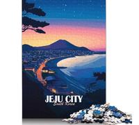 Jeju City South Korea at Dusk Jigsaw Puzzles for Adults 1000 Piece High Challenging Puzzle Wooden Jigsaw Gifts Puzzles Family Games 1000pcs (75x50cm)