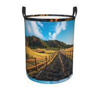 Jeju Island Korea Circular Hamper â€“ Durable And Stylish Storage Solution For Your Home, Waterproof Oxford Cloth With Full-Print Design