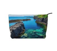 Jeju Island Korea Corduroy Makeup Bag Travel Cosmetic Bag Organizer Toiletry Bag