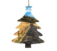 Jeju Island Korea Patterned wooden ornaments, festive decorations, 6-piece set suitable as Christmas tree and party gifts.