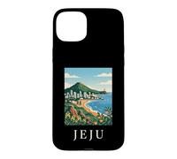Jeju South Korea Coastal Island Vintage Travel Artwork Case for iPhone 15 Plus