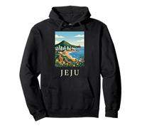 Jeju South Korea Coastal Island Vintage Travel Artwork Pullover Hoodie