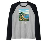 Jeju South Korea Coastal Island Vintage Travel Artwork Raglan Baseball Tee