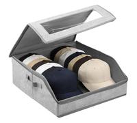 JEJUWE Hat Storage for Baseball Caps, Stackable Cap Storage Box Holds 24 Caps, Dustproof Hat Organiser with Clear Window, Foldable Hats Box for Wardrobe Shelf Travel