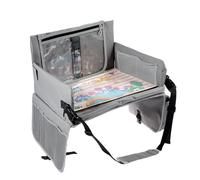 JEJUWE Kids Travel Tray with Large Storage Space Kids Travel Essentials Easy to wipe Car Seat Table Trays Portable And Foldable for Boys Girls Toddler Car Seat Multifunctional Activity Tray (Grey)