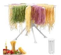 JEJUWE Pasta Drying Rack with 10 Arms Foldable Pasta Dryer Rack Portable Noodle Drying Stand Stable Spaghetti Noodle Dryer Household Hanging Racks Fast Set-Up Easy Storage Reusable for Home Kitchen
