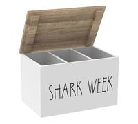 JEJUWE Tampon Holder for Bathroom with Lid Fashionable Wood Tampon Storage-Box Girl Stuff Case with Compartments Solid Shark-Week Period Box for Women