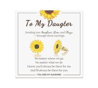 Jeka Gift for Daughter from Mom Dad, You Are My Sunshine, Hypoallergenic Sunflower Stud Earrings Graduation Wedding Christmas Birthday Gifts for Her, Stainless Steel, No Gemstone
