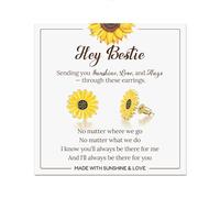 Jeka Sunflower Earrings for Women, You Are My Sunshine, Hypoallergenic Birthday Christmas Gift for Best Friend Bestie, Stainless Steel, No Gemstone
