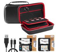 Jekarsy Three-in-One Kit for Nintendo 2DS XL, 3DS XL Includes Carrying Case, Front and Back Protector, Adapter Charger Cable