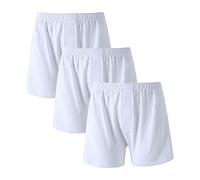 JEKE-DG Men High Waist Loose Boxers Relaxed Fit Stretch Boxer Brief Soft Lounge Underwear With Button Fly, White-3pc, XXL