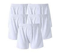 JEKE-DG Men High Waist Loose Boxers Relaxed Fit Stretch Boxer Brief Soft Lounge Underwear With Button Fly, White-5pc, XL