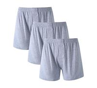 JEKE-DG Men High Waist Loose Boxers Relaxed Fit Stretch Boxer Brief Soft Lounge Underwear With Button Fly, Grey-3pc, XL