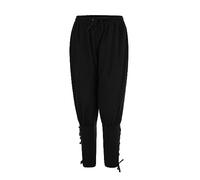 JEKE-DG Men's Ankle Banded Cuff Renaissance Pants Medieval Navigator Trousers Pirate Costume with Drawstrings Pant, Black, 4X-Large