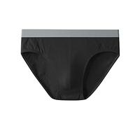 JEKE-DG Men's Cotton Solid Colour Briefs Lightweight Underwear Pack Comfortable Soft Stretch Waist Underpants, Black-1pc, L