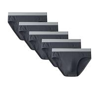 JEKE-DG Men's Cotton Solid Colour Briefs Lightweight Underwear Pack Comfortable Soft Stretch Waist Underpants, Grey-5pc, L