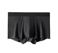 JEKE-DG Men's Ice Silk Boxer Briefs Cotton Modal Seamless Panties Underwear Sexy Breathable Briefs Shorts, Black-1pc, XXL