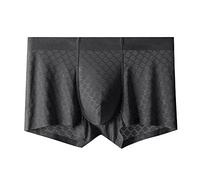 JEKE-DG Mens Ice Silk Trunk Underwear Breathable Cool Boxer Briefs Ultra-Thin Stretch Boxers With Bulge Pouch, Black-1pc, L