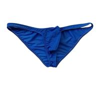 JEKE-DG Men's Low Waist Ice Silk Underwear Solid Color Triangle Panties Breathable Thin Bikini Briefs Underwear, Blue -1pc, M